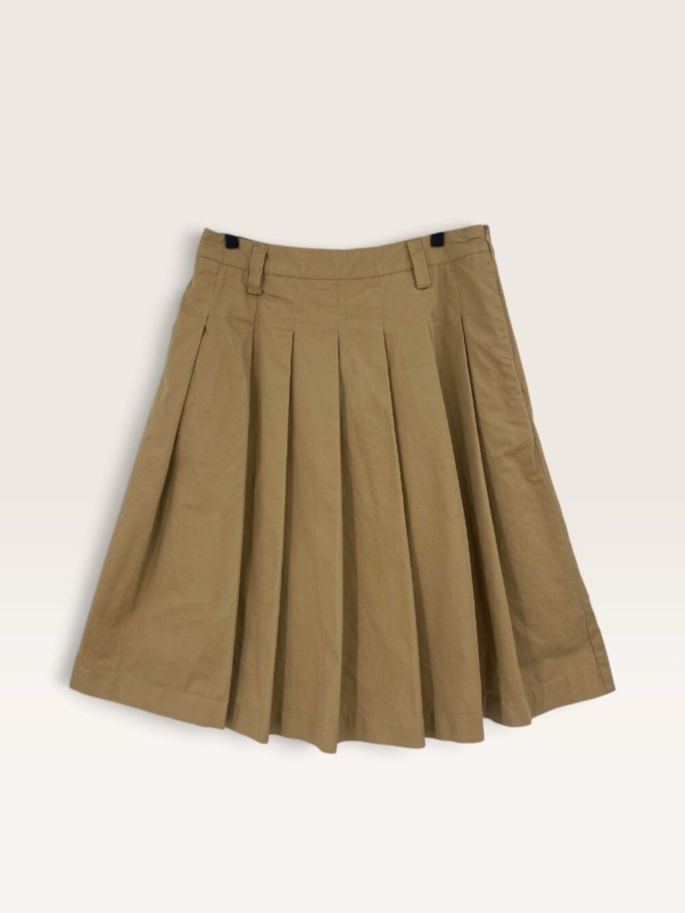 English Factory Women's Size L Tan Pleated Midi Skirt Twill Zip Anthropologie